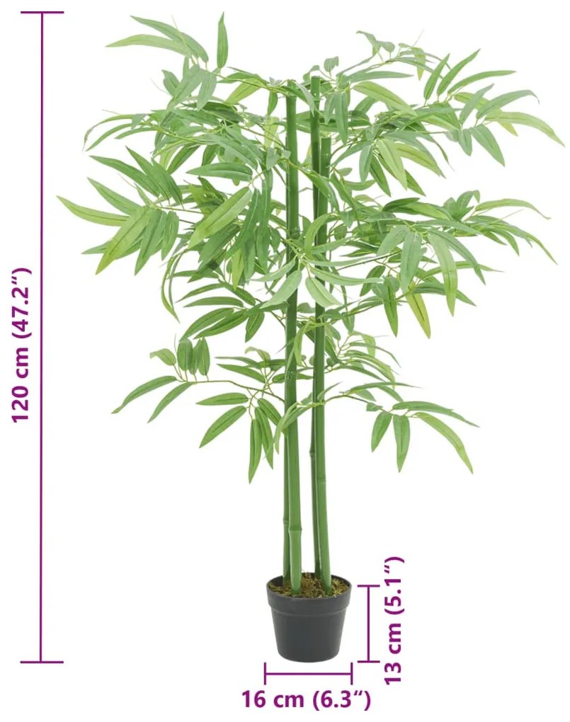 zöld mű bambuszfa 384 levéllel 120 cm