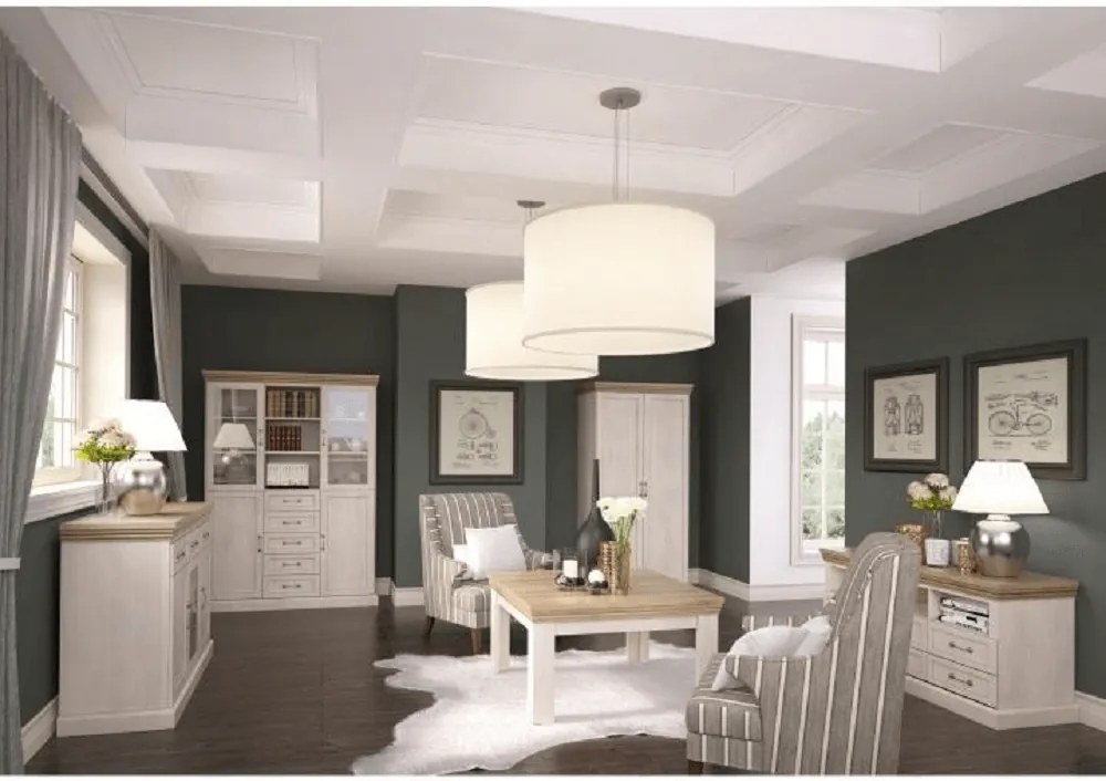 vitrines szekrény, északi sosna/vadtölgy, ROYAL W2D