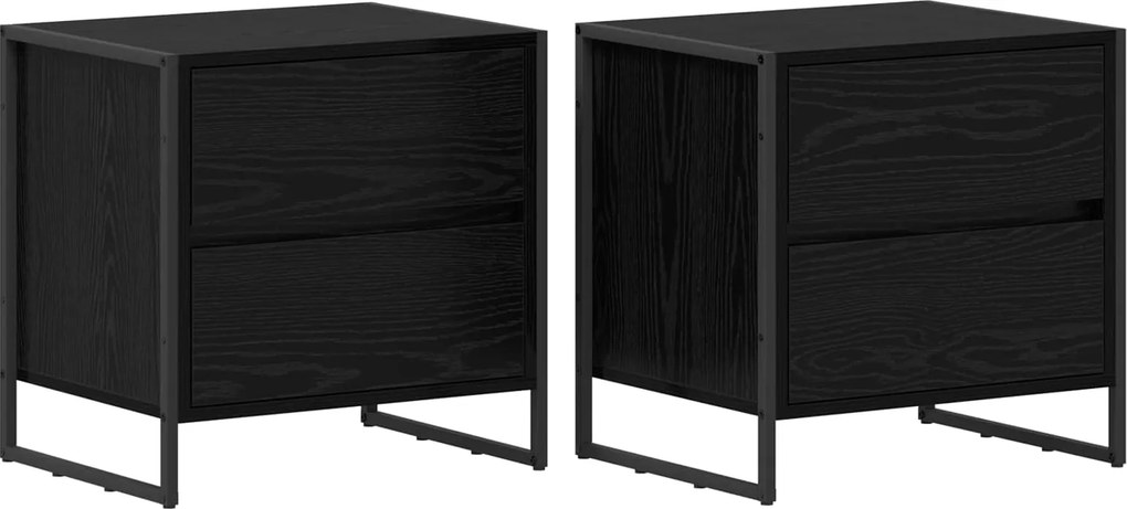 vidaXL Éjjeli asztal 2 pcs Fekete tölgy 50 x 39.5 x 50 cm Faanyag