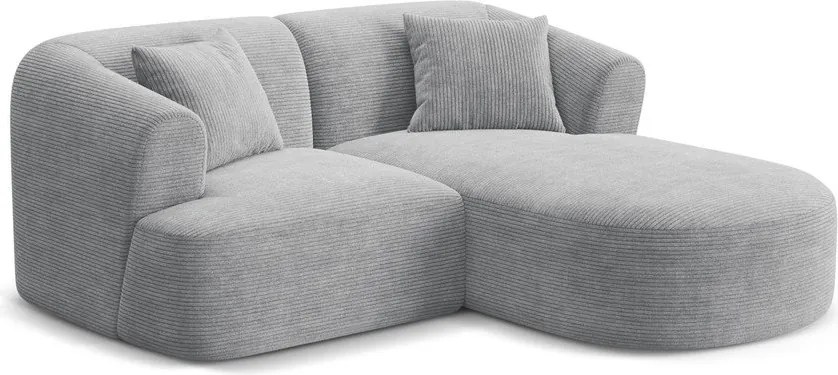 Világosszürke kordbársony sarokkanapé (jobb oldali-heverő résszel) Campi – Cosmopolitan Design