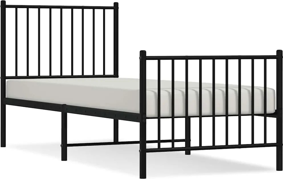 vidaXL fekete fém ágykeret fej- és lábtámlával 80 x 200 cm