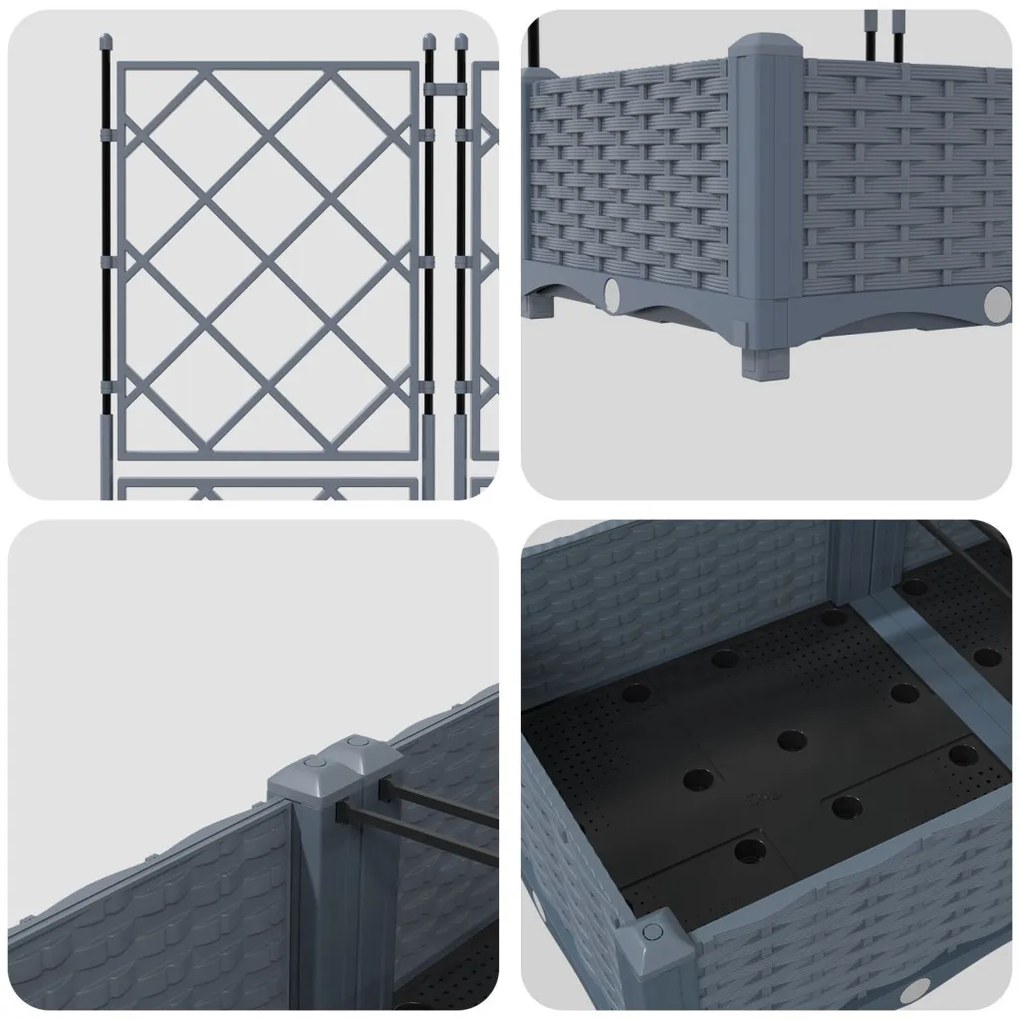 Trellis Cserép 3 db Világosszürke 120x40x125.5 cm