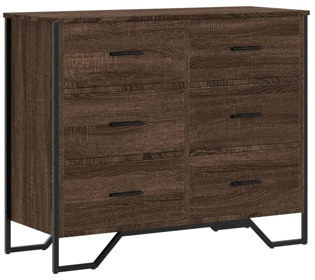 barna tölgy színű szerelt fa komód 91 x 35,5 x 74,5 cm