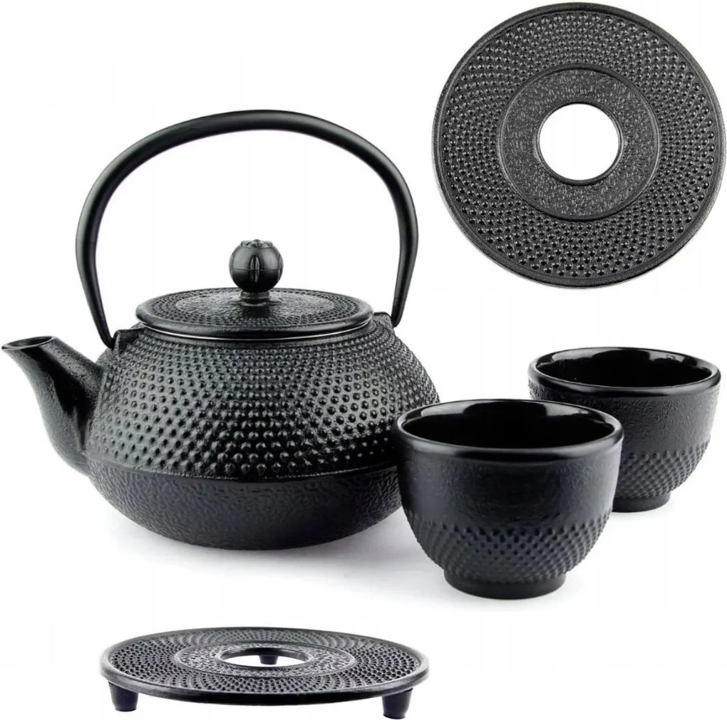 Teáskanna Öntöttvas Teáskanna 0.8L Teafőző 2 Csésze Alátét