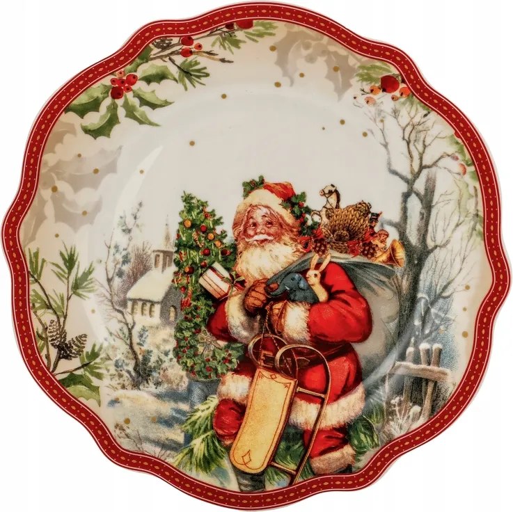1 x Tányér egy desszertes tányér Karácsonyi Mikulás