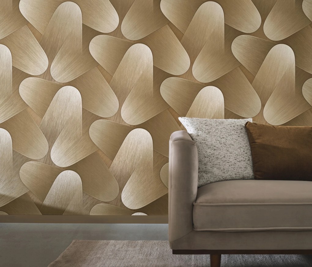 Fali tapéta geometrikus minta metsző vékony vonalak arany