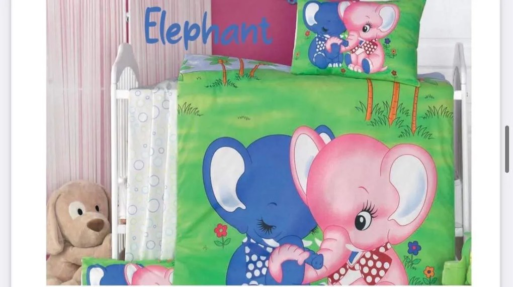 Gyermek pamut lepedők Elephant 130x90cm+45x65cmTiaHome