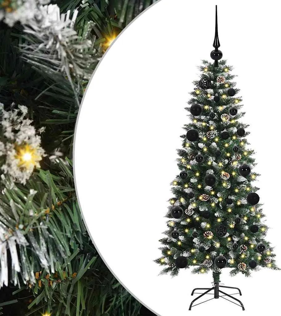 vidaXL Mű karácsonyfa 150 LED-del Zöld 120 cm PVC és Műanyag és Acél