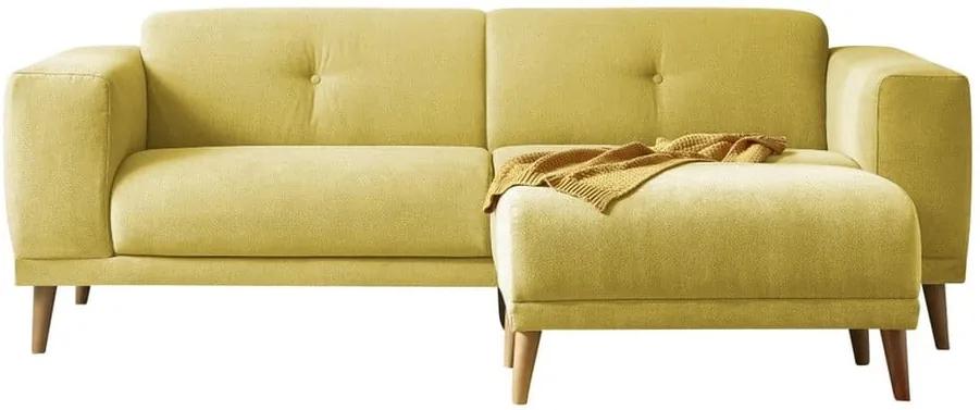Luna sárga háromszemélyes kanapé lábtartóval - Bobochic Paris