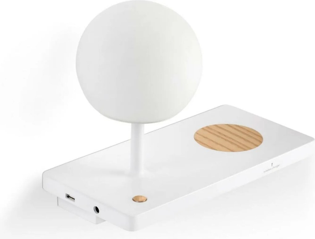 Faro Niko Pc fali lámpa, valódi fehér, Led, Qi töltés, Usb, fényerőszabályozható