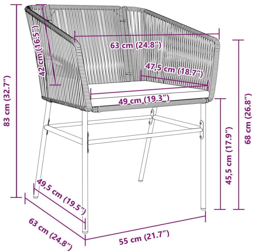 4-es szett Szürke Poli Rattan Standard UV-álló anyagok