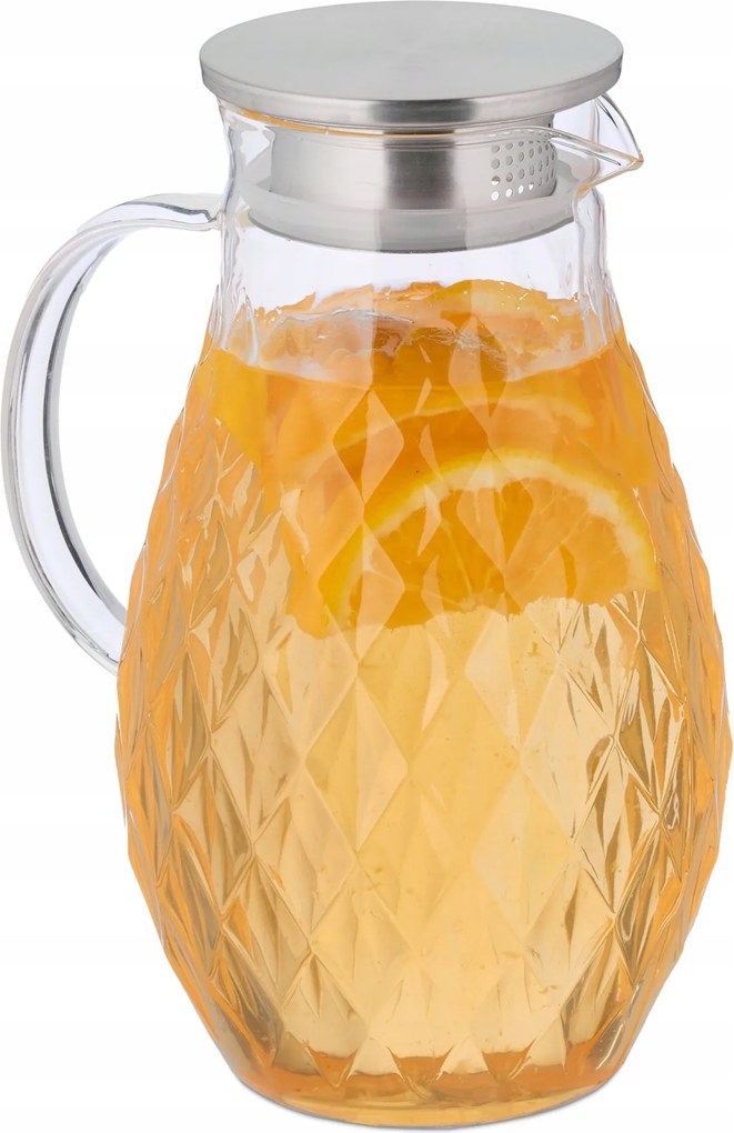 Üveg kancsó fedéllel 2L Gyémánt mintás