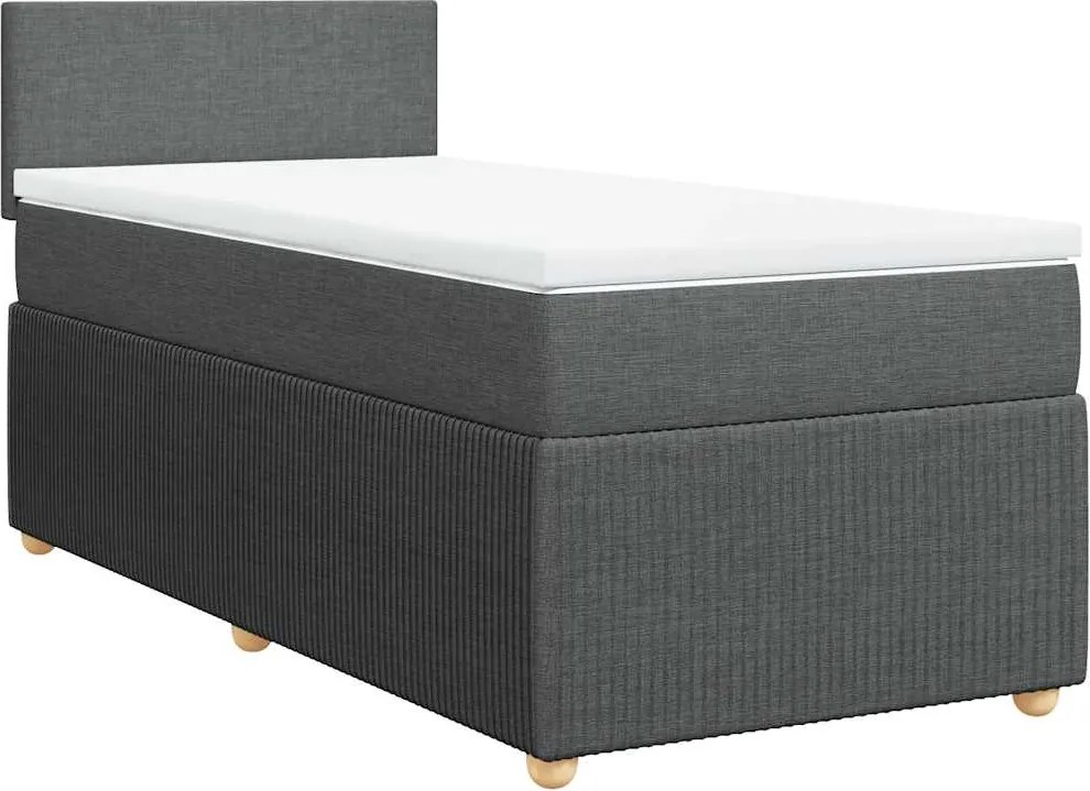 vidaXL sötétszürke szövet rugós ágy matraccal 100 x 200 cm