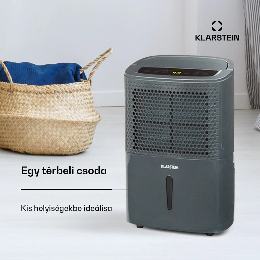 Klarstein Dryfy 10, páramentesítő, 240 W, 10 l/24 h, 100 m³/h, 20 - 30 m², dryselect, 40 dB, szürke