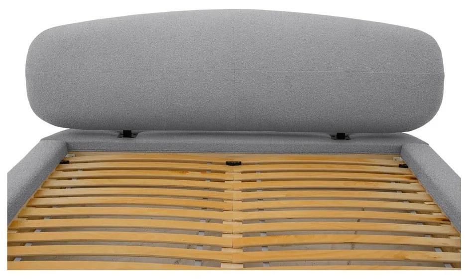 Szürke kárpitozott franciaágy ágyráccsal 140x200 cm Odette – Scandic