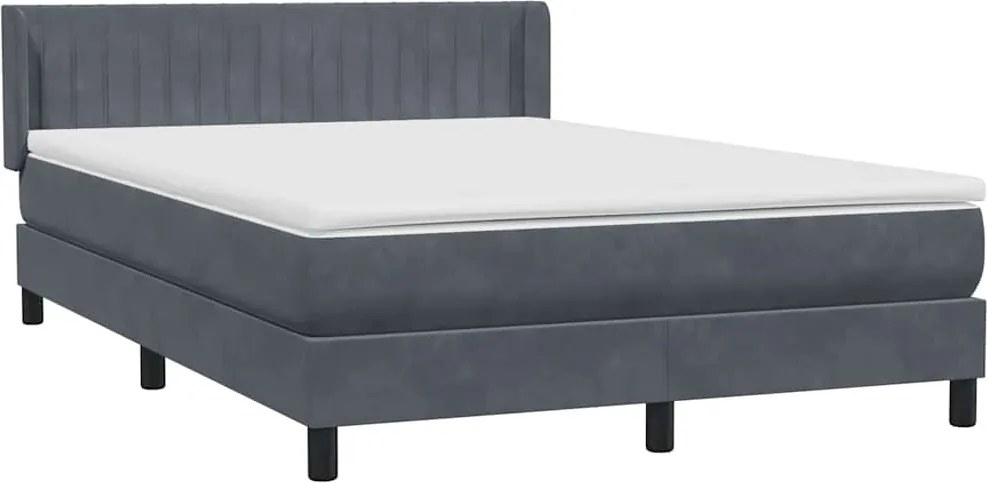 vidaXL sötétszürke bársony rugós ágy matraccal 140x220 cm