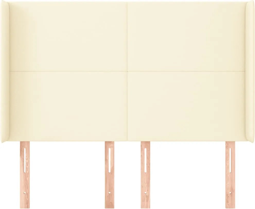 krémszínű műbőr fejtámla szárnyakkal 147x16x118/128 cm