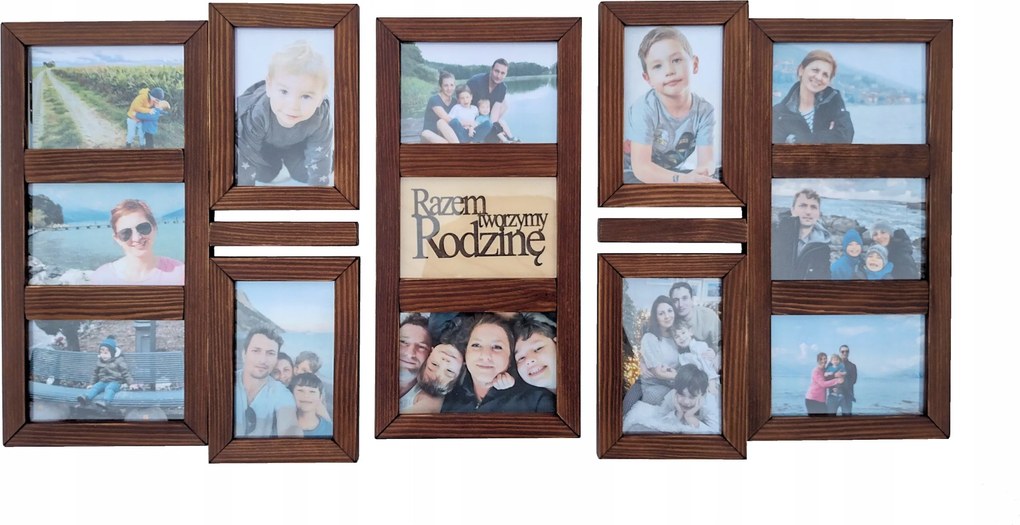 Fa Multirama képkeret 12 képhez 10x15 cm Dió képkeret fali galéria