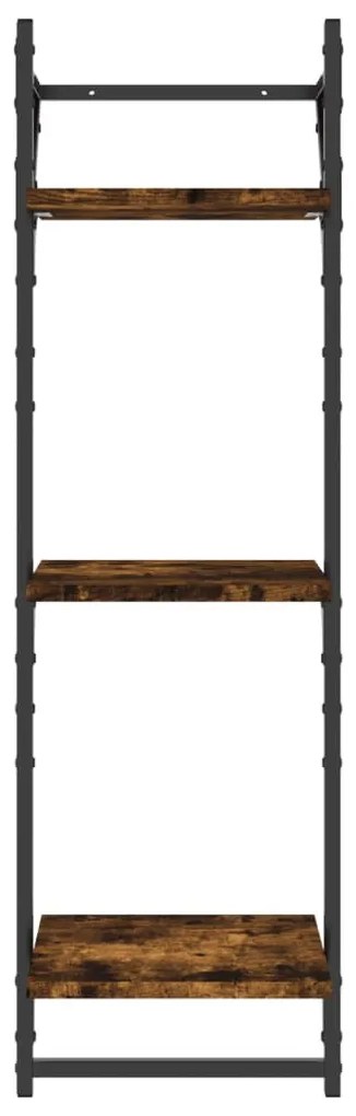 2 db 3 szintes füstös tölgy színű fali polc rúddal 30x25x100 cm