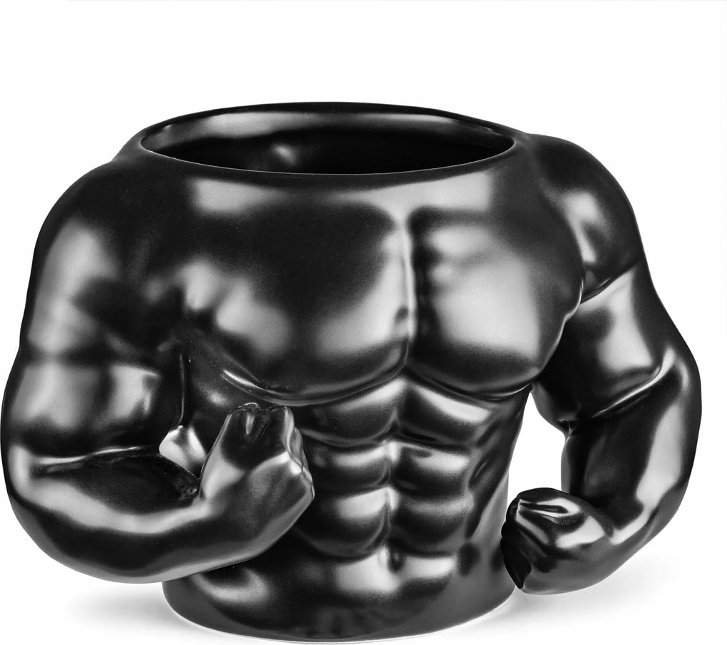 Izmos bögre fekete testépítő kütyü ajándék edzőterem izom sport