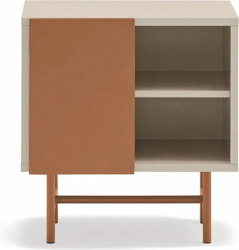Téglavörös-bézs matt éjjeliszekrény Nube – Teulat
