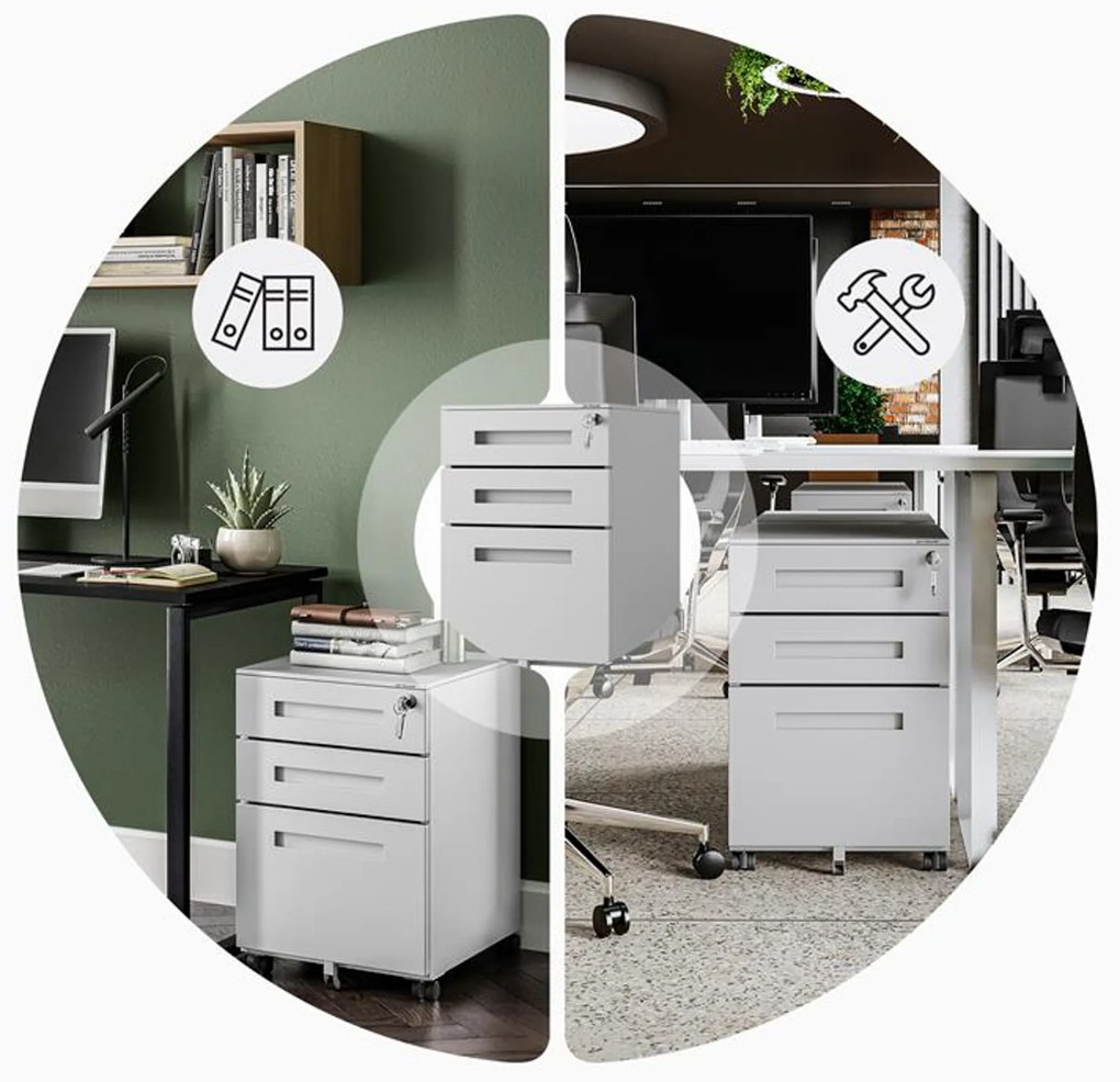 ATE fém irodai tároló 390 x 600 x 500 mm, szürke