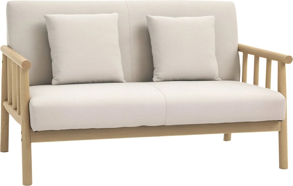 HOMCOM 2 személyes kanapé, kanapé 2 derékpárnával, kárpitozott kanapé fából készült kerettel, lenhatású, modern dupla kanapé kis terekhez, nappaliba,