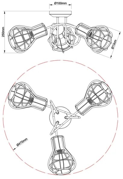 Globo 15388-3D - Spotlámpa CLASTRA 3xE27/40W/230V
