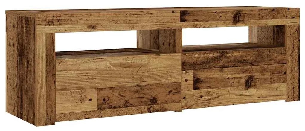 2 db antik fa színű éjjeliszekrény LED-del 60 x 35 x 40 cm