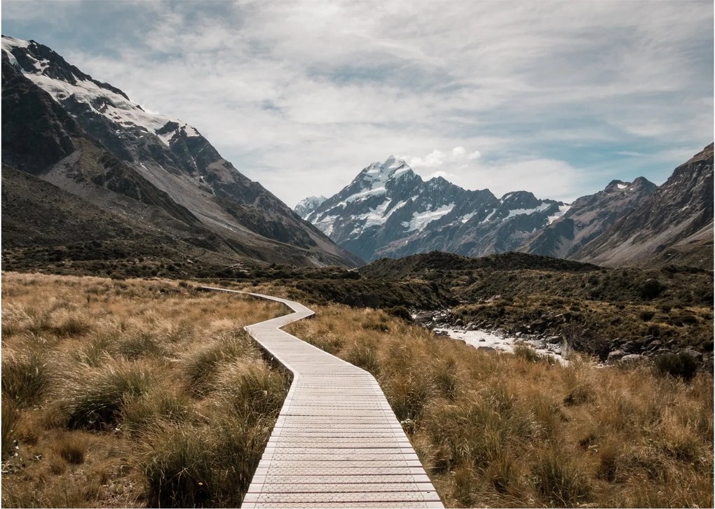 Kép - Sétány a hegységben Mt. Cook (üvegen) (70x50 cm)