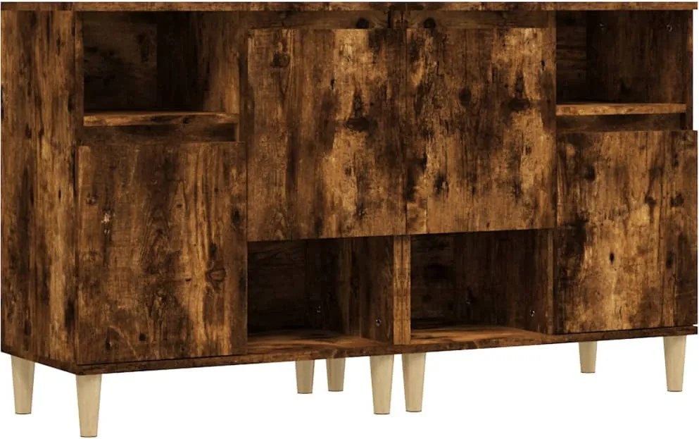 vidaXL 2 db füstös tölgy színű szerelt fa tálalószekrény 60x35x70 cm