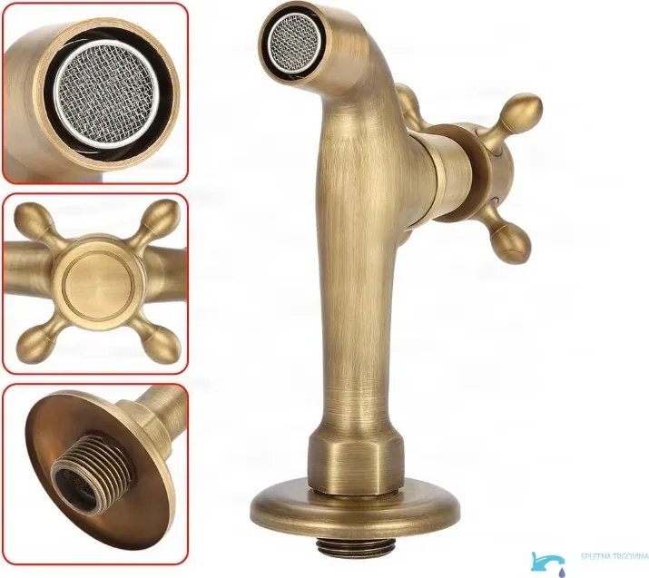 Fali csap EYN CW1530 fürdőszobába, tömör sárgarézből, többféle antik színváltozatban, 95 mm-es vagy 12,5 cm-es kivitelben — 9,5 cm