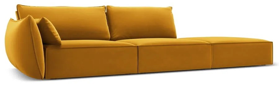 Mustársárga bársony kanapé, bal oldali 264 cm Vanda – Mazzini Sofas