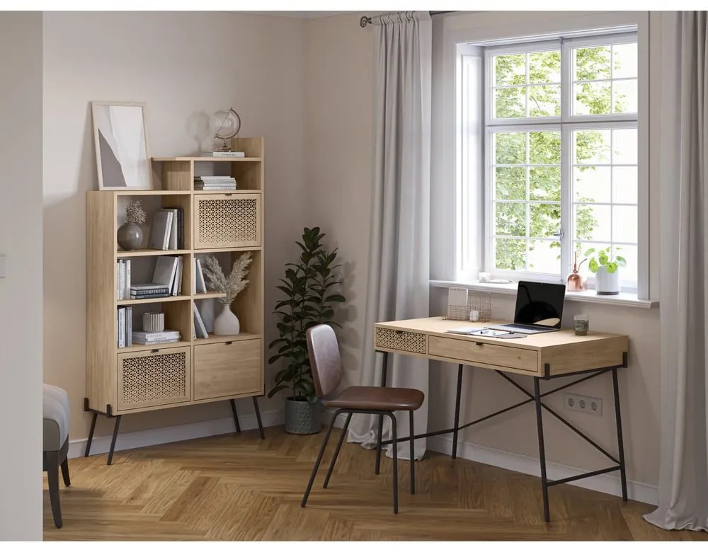 Íróasztal tölgyfa dekorral 60x110 cm Ecrin – Marckeric