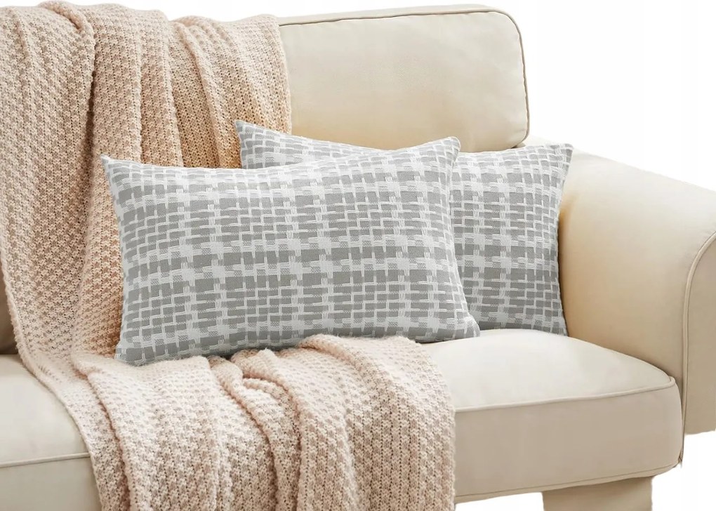 Díszpárnahuzat 30X50 Szett 2 Db Világosszürke Kockás