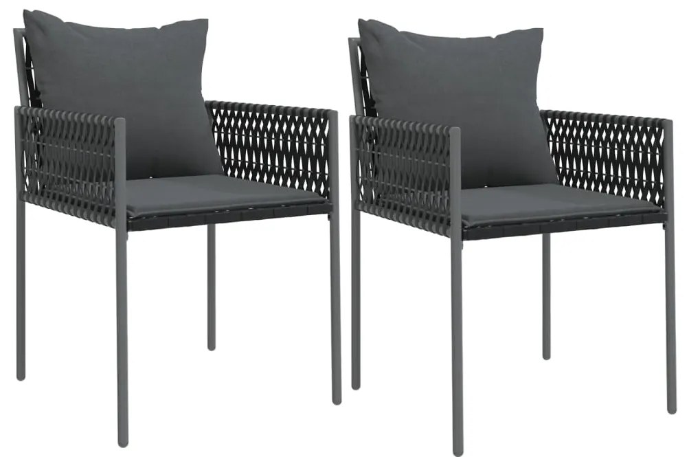 vidaXL 2 db fekete polyrattan kerti szék párnával 54 x 61 x 83 cm