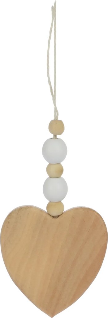 Függesztett dekoráció Szív, fehér/natúr