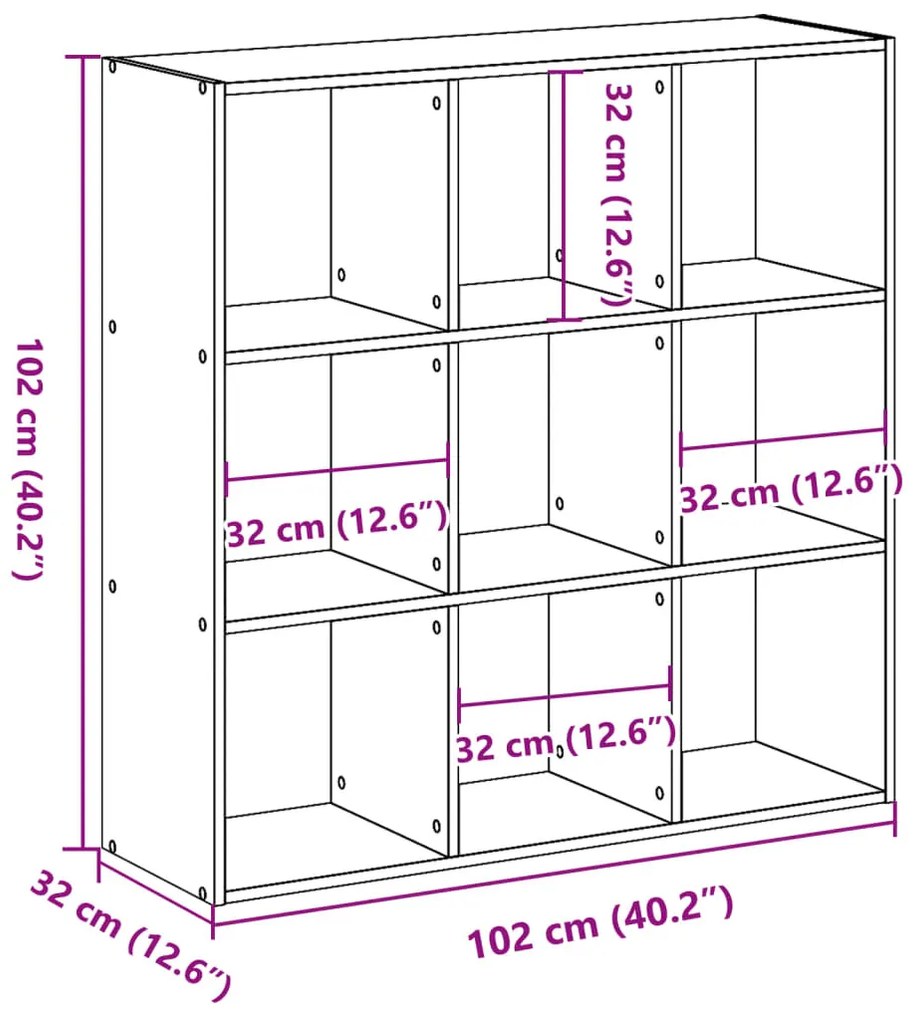 barna tölgy színű szerelt fa könyvespolc 102 x 32 x 102 cm