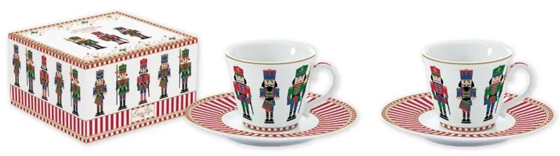 Diótörő karácsonyi porcelán eszpresszó csésze+alj szett díszdobozban, 2 személyes, 80 ml - Nutcrackers