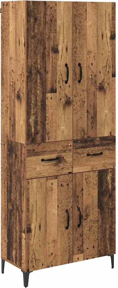 vidaXL Magasfiú Falra szerelhető Öreg fa 69,5 x 34 x 180 cm Faanyag
