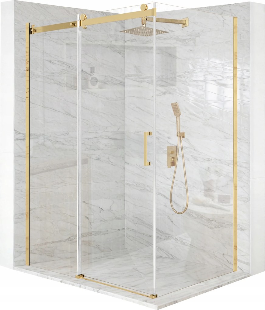 Zuhanykabin 120x90cm Esg üveg 8mm tolóajtó arany bevonat