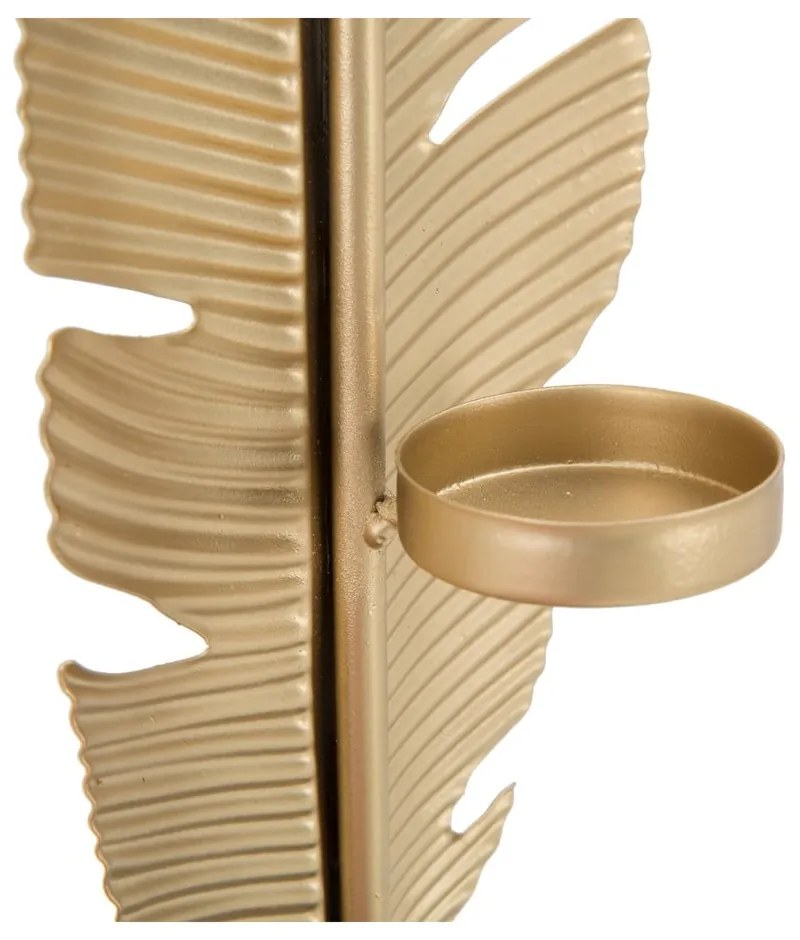 Feather aranyszínű dekorációs gyertyatartó, magasság 34 cm - Mauro Ferretti