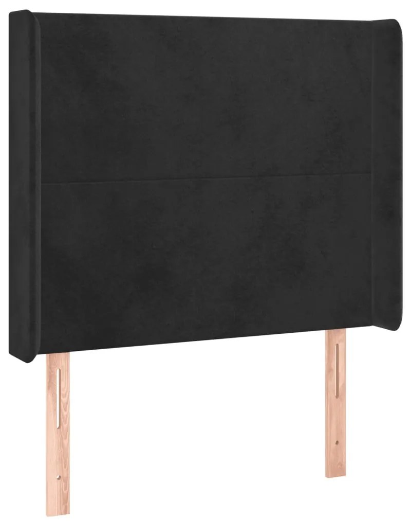 fekete bársony fejtámla szárnyakkal 83x16x118/128 cm