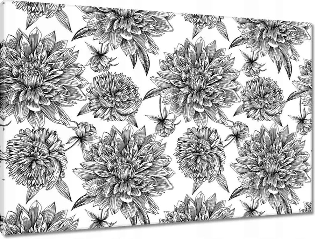 Vászonkép 90x60 Fekete-fehér grafika Virág