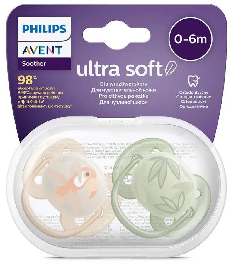 Baba cumi Ultrasoft Premium Avent állatok 0 - 6 hónap 2 darab fiú, vel. 0-6 h