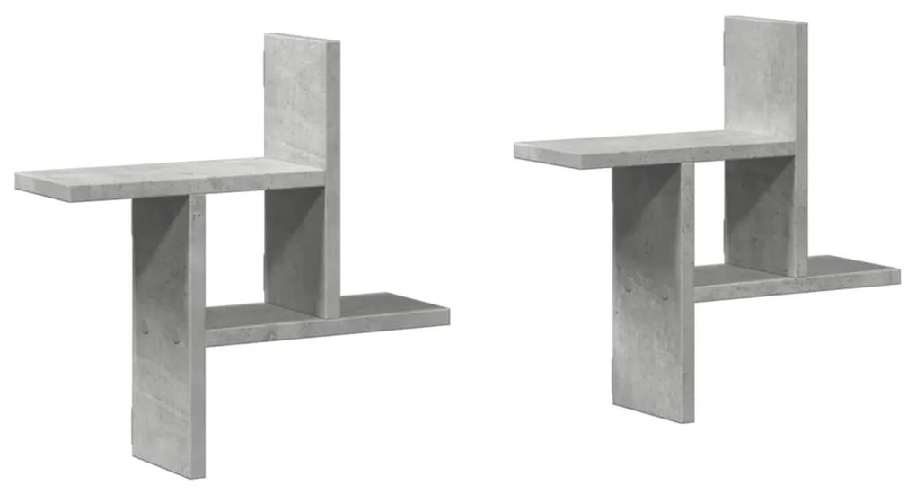 2 db betonszürke szerelt fa fali polc 38 x 12 x 38 cm
