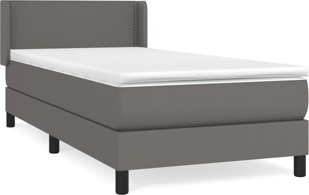 vidaXL szürke műbőr rugós ágy matraccal 80 x 200 cm