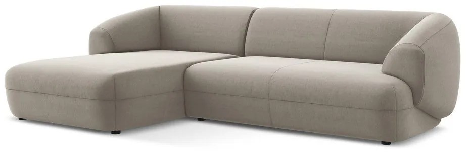 Bézs bársony sarokkanapé (bal oldali) Moana – Makamii