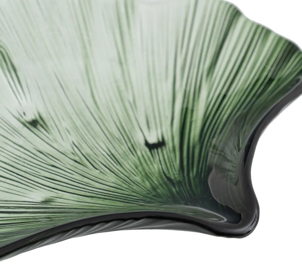 Üveg dekoratív tálca 16x17 cm Gingko – Ixia