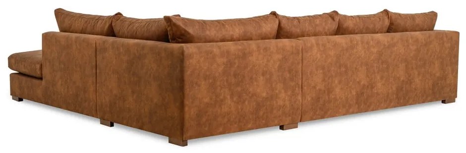 Konyakbarna bőrutánzat sarokkanapé (jobb oldali) Hamburg – Scandic